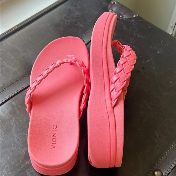 Vionic Kenji Pink Braided Platform Wedge Sandal - Picture 10 of 11